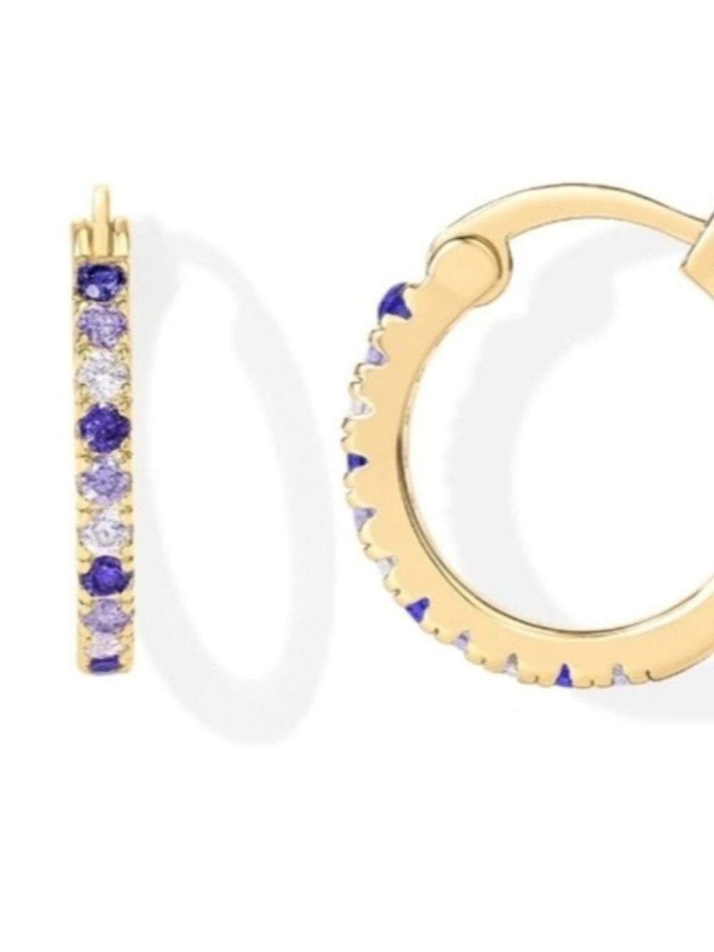 18K Gold Plated Purple Cubic Zirconia Hoop Earrings